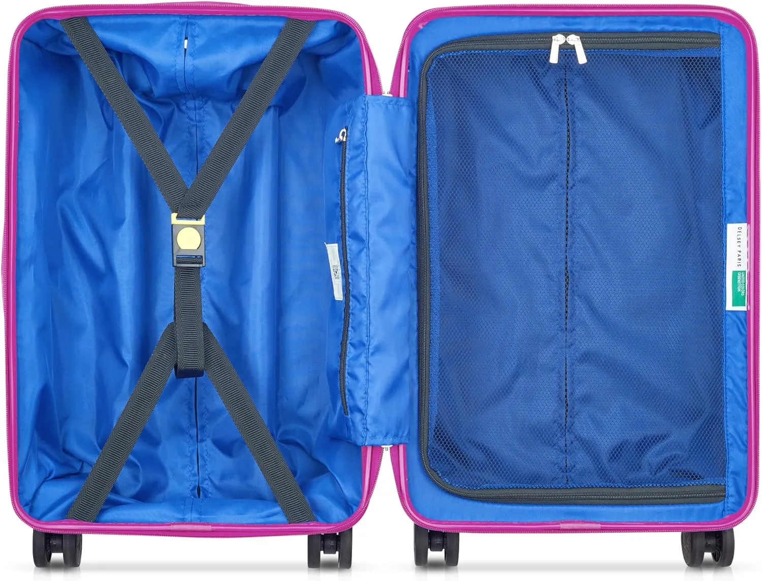 United Colors of Benetton Fabrica Hardside Luggage with Spinner Wheels, Blue, Carry-On 19 Inch