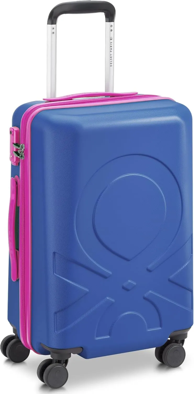 United Colors of Benetton Fabrica Hardside Luggage with Spinner Wheels, Blue, Carry-On 19 Inch