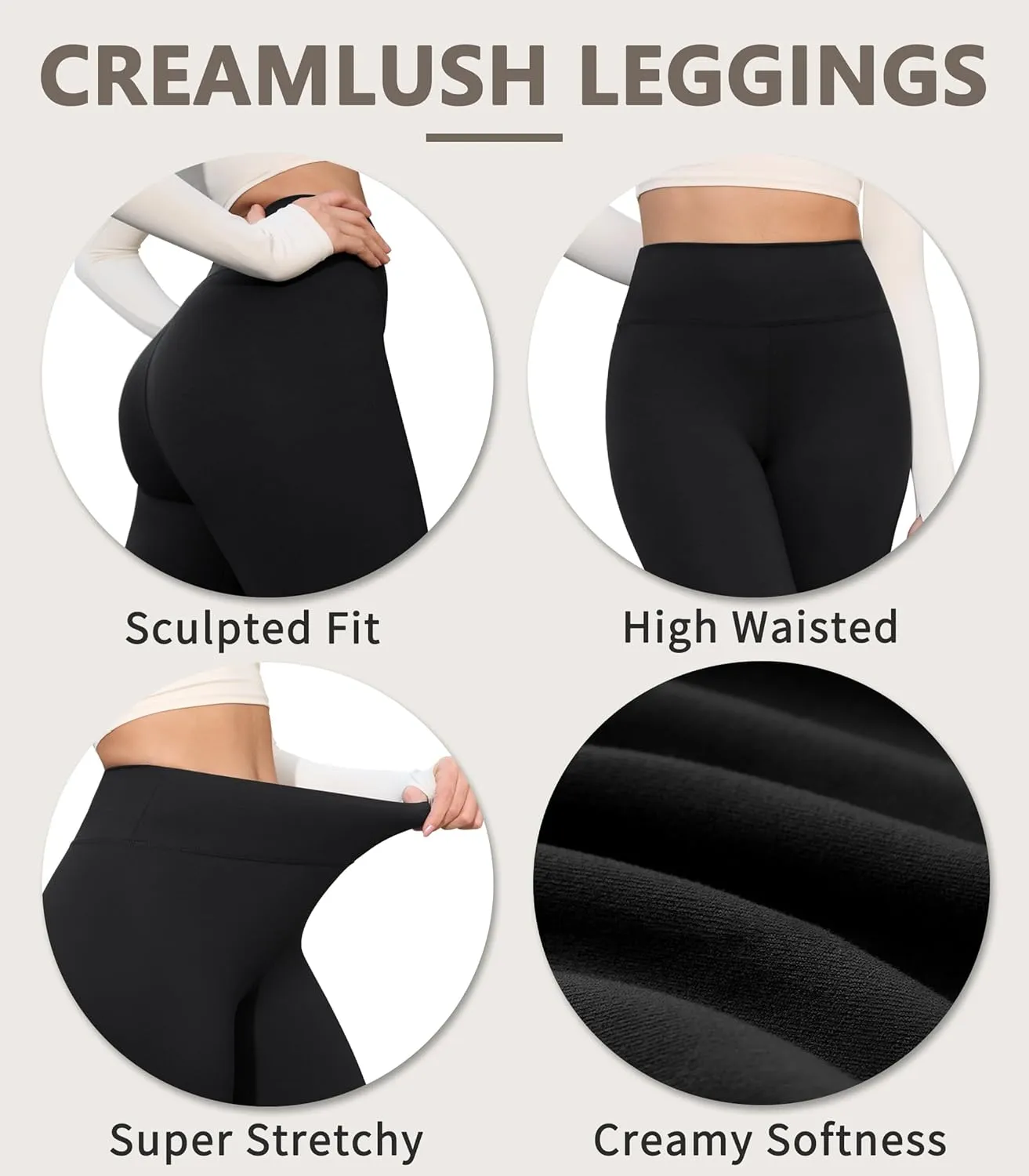 VALANDY Creamlush 4 Pack Capri Leggings for Women-High Waisted Stretchy Soft Yoga Lounge Pants(S-3XL)
