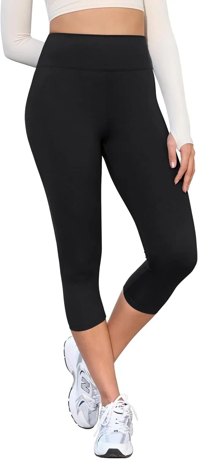 VALANDY Creamlush 4 Pack Capri Leggings for Women-High Waisted Stretchy Soft Yoga Lounge Pants(S-3XL)