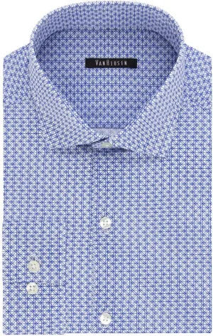 Van Heusen Men's Fresh Defense Slim-Fit Long Sleeve Print Dress Shirt (Neck 14.5 Sleeve 32/33, China Blue)