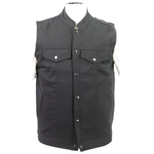 Vance Mens Black Heavy Duty Concealed Carry Denim Motorcycle Vest