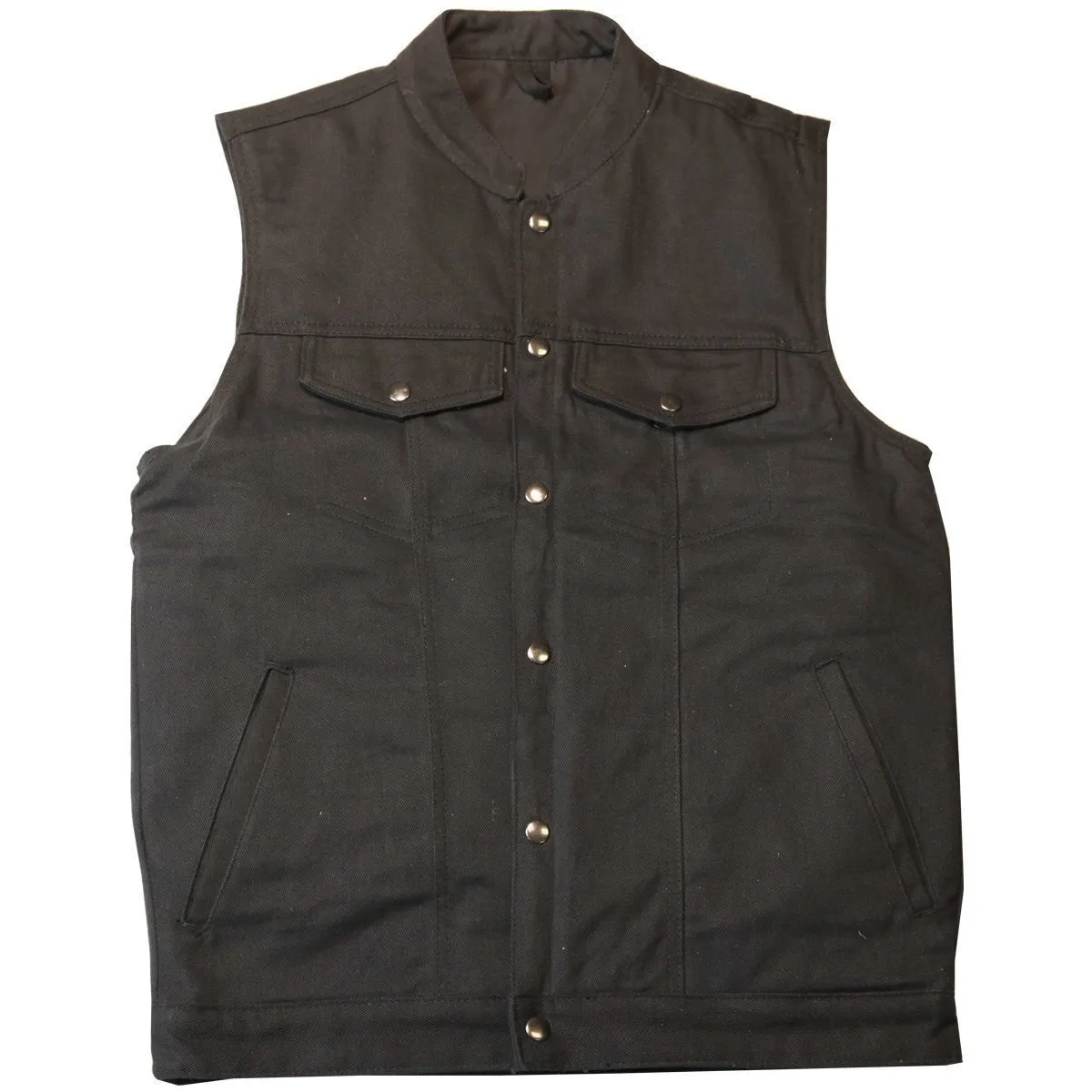 Vance Mens Black Heavy Duty Concealed Carry Denim Motorcycle Vest
