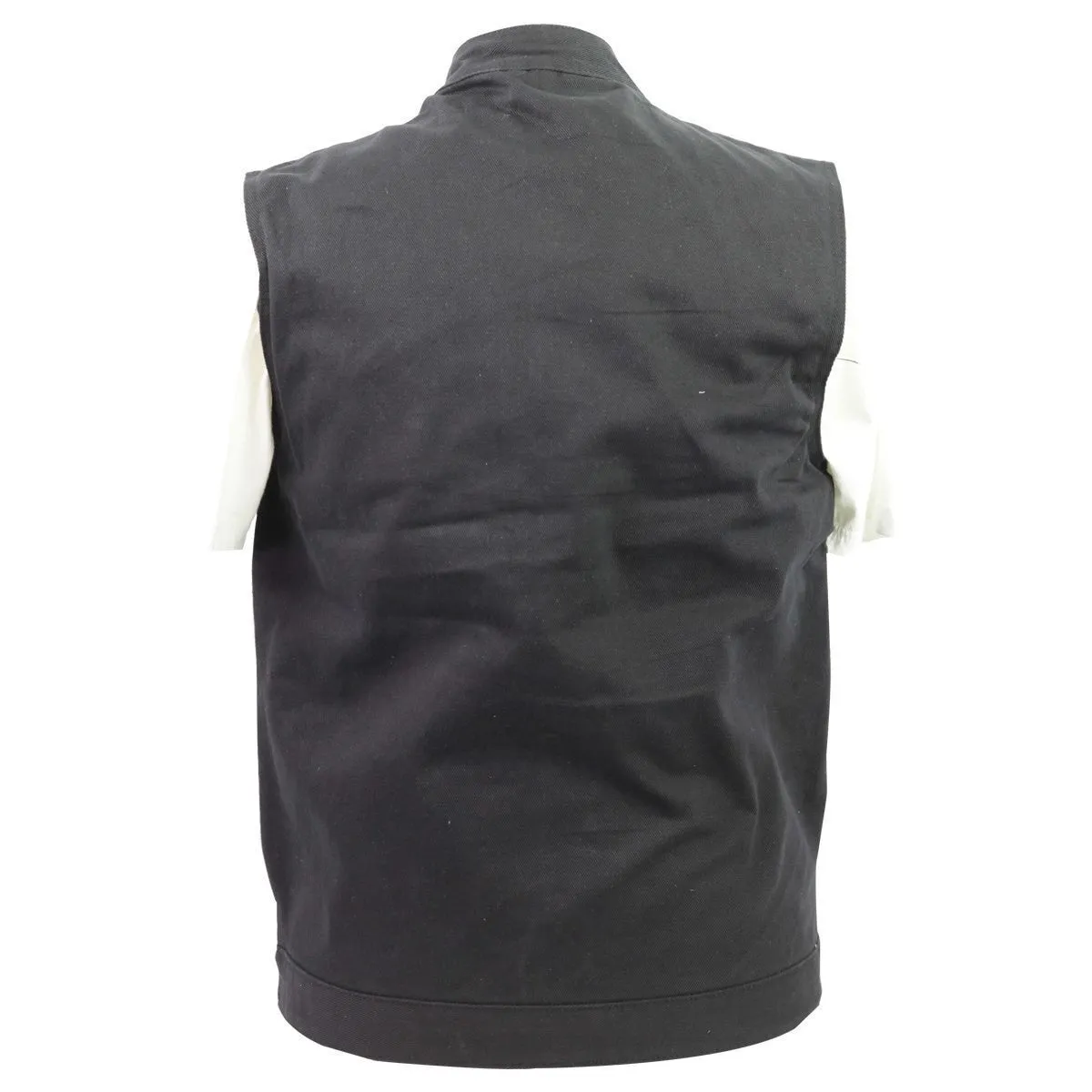 Vance Mens Black Heavy Duty Concealed Carry Denim Motorcycle Vest