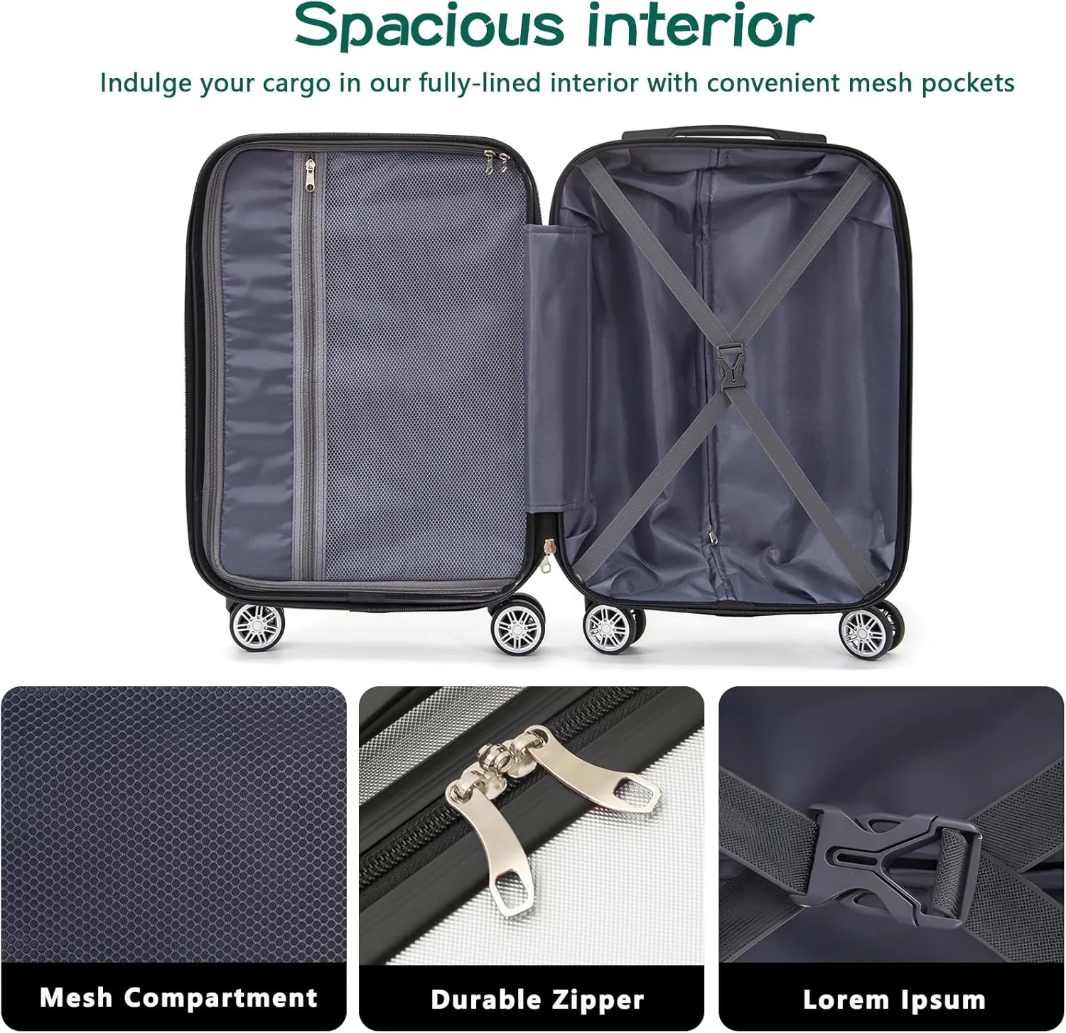 VANELC 3-Piece Luggage Sets(20,24,28inches) Featuring 360Rotating Wheels and TSA Lock ABS Hard Shell yet Practical Design Suitable for both Men and Women (Silver Grey, 3PCS)