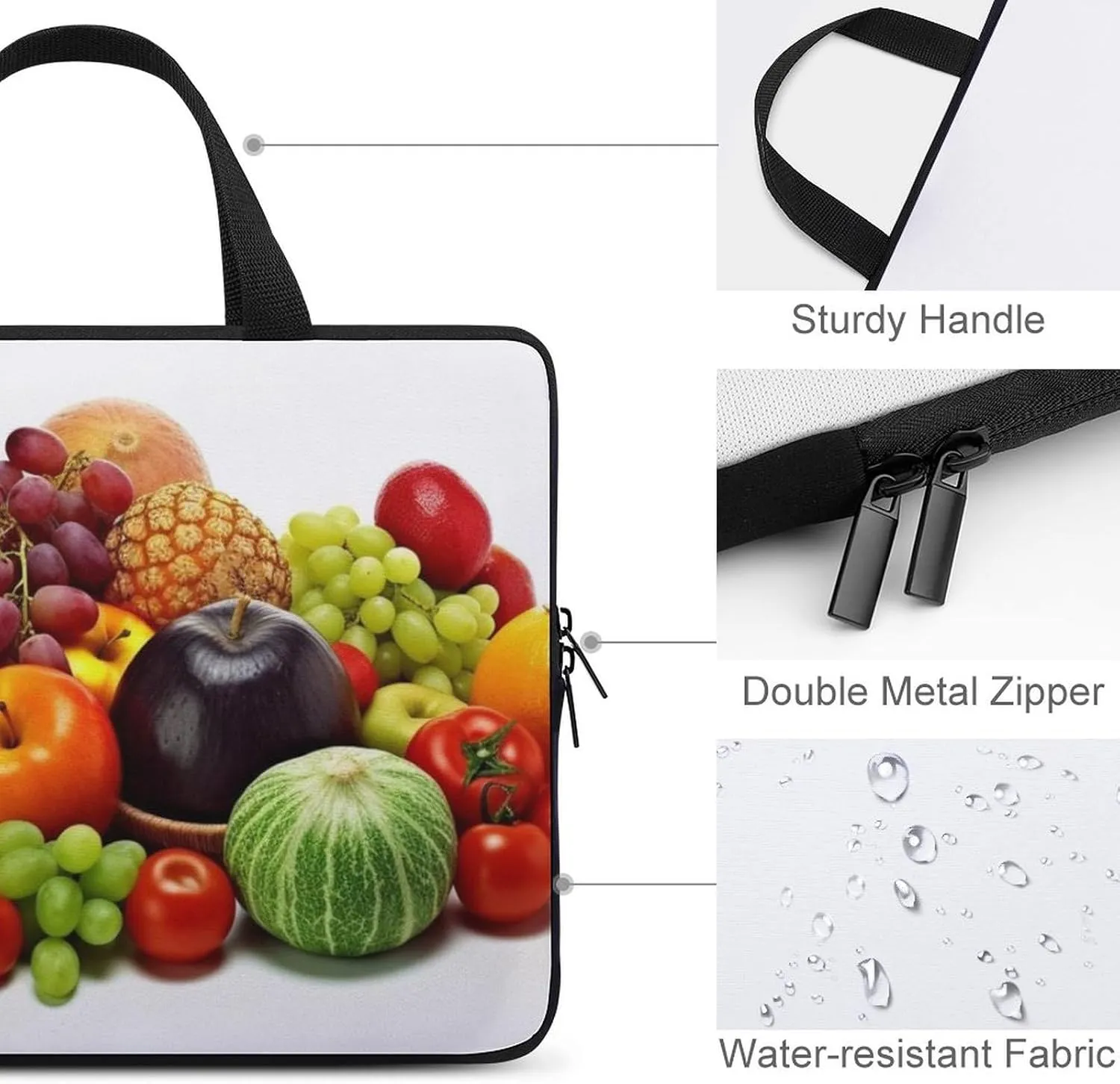 Variety Fresh Vegetables Fruits Laptop Bag Durable Laptop Sleeve Water-Resistant Notebook Bag for Computer Or Tablet