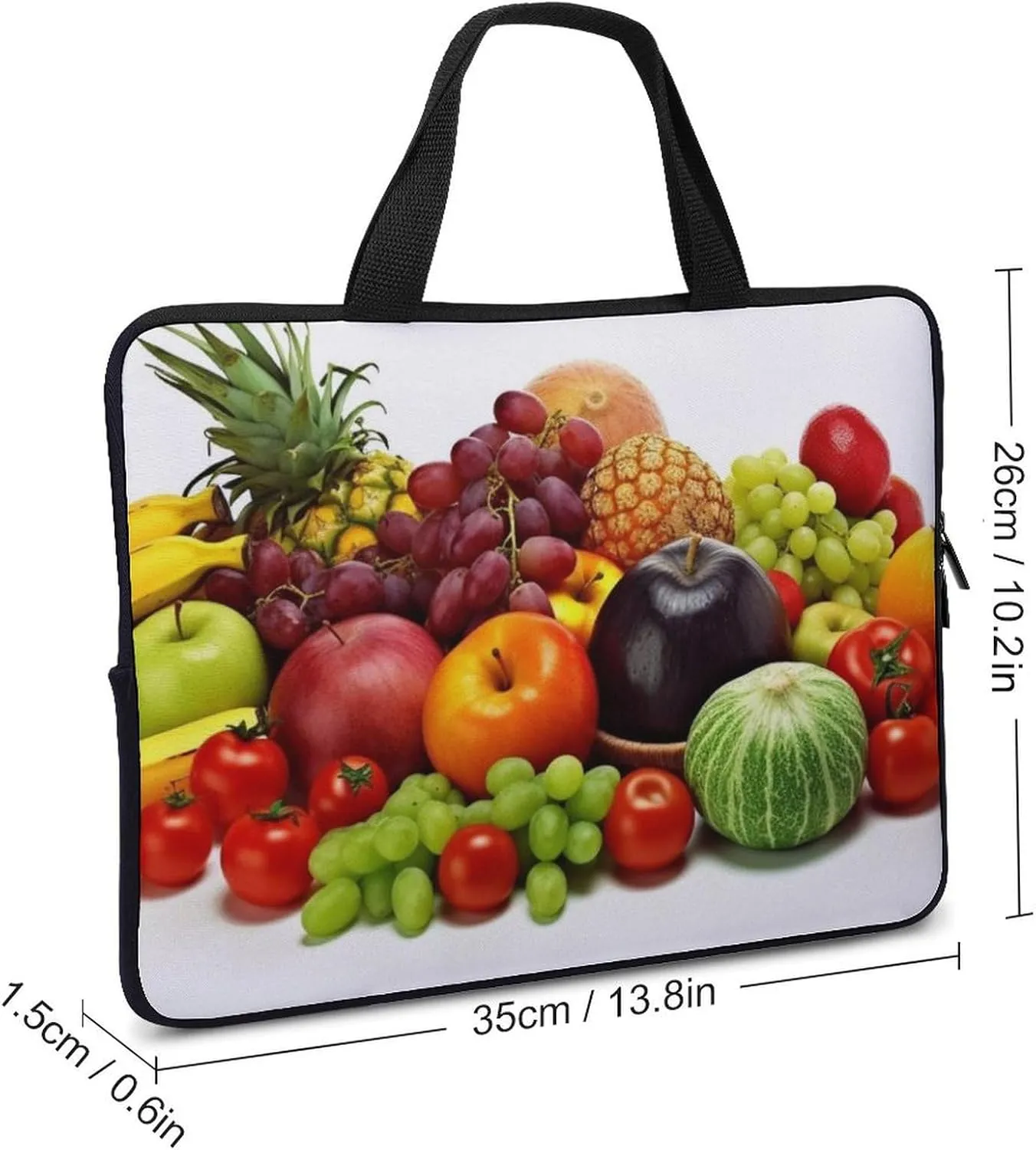 Variety Fresh Vegetables Fruits Laptop Bag Durable Laptop Sleeve Water-Resistant Notebook Bag for Computer Or Tablet