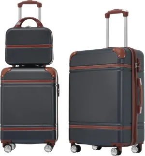 Versatile 3-Piece Hardshell Luggage Set with Expandable Feature, Lightweight with 360 Spinner Wheels, Black