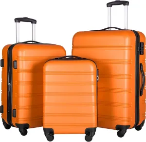 Versatile 3-Piece Hardside Luggage Set with Expandable Features, Lightweight ABS, Spinner Wheels, Orange