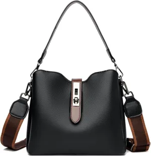 Versatile Bucket Crossbody Bag for Women with 3 Shouder Straps - PU Leather shoulder handbags,Zipper Compartments