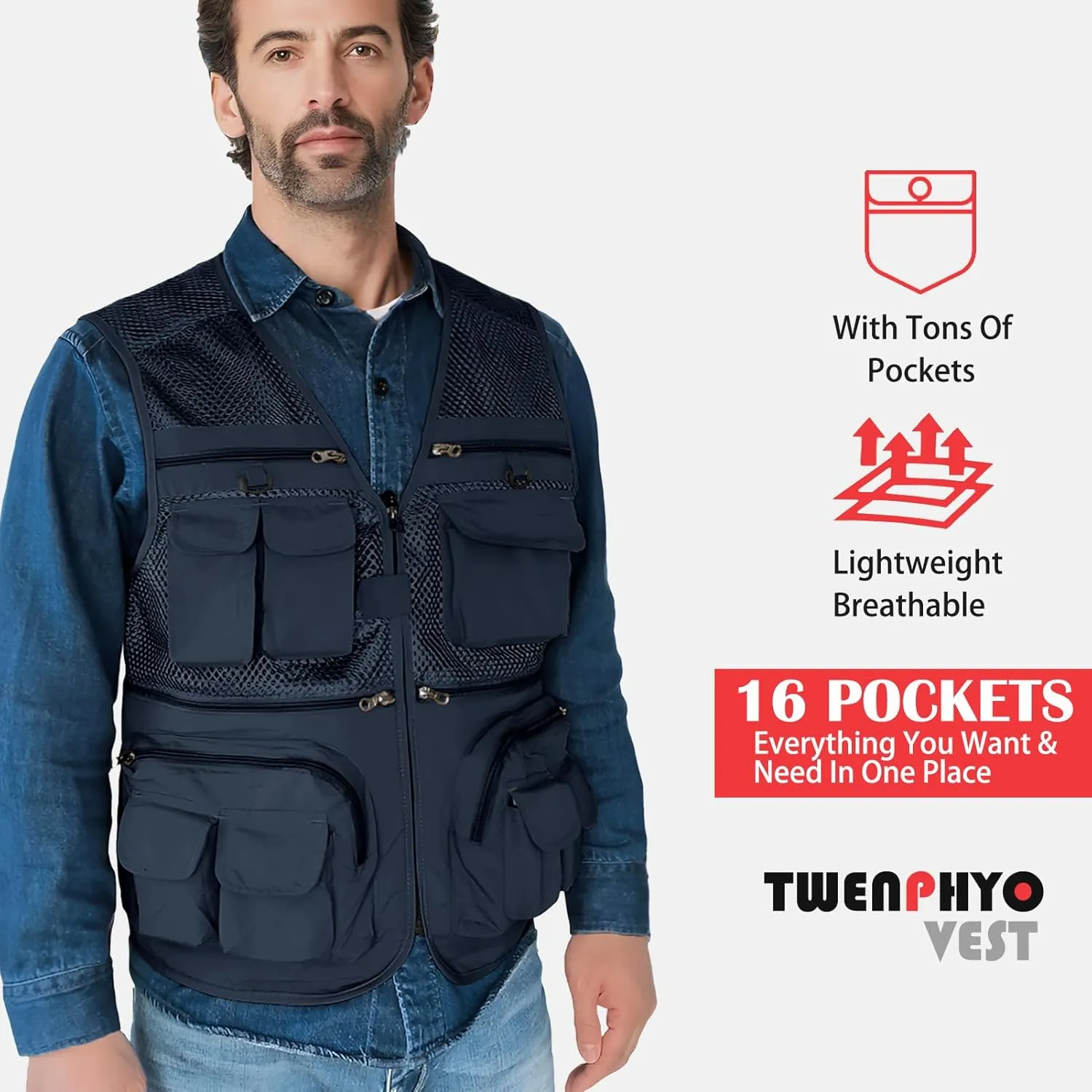 Versatile Men's Summer Vest for Fishing, Travel, Outdoor Work, Safari and Photography with Multiple Pockets