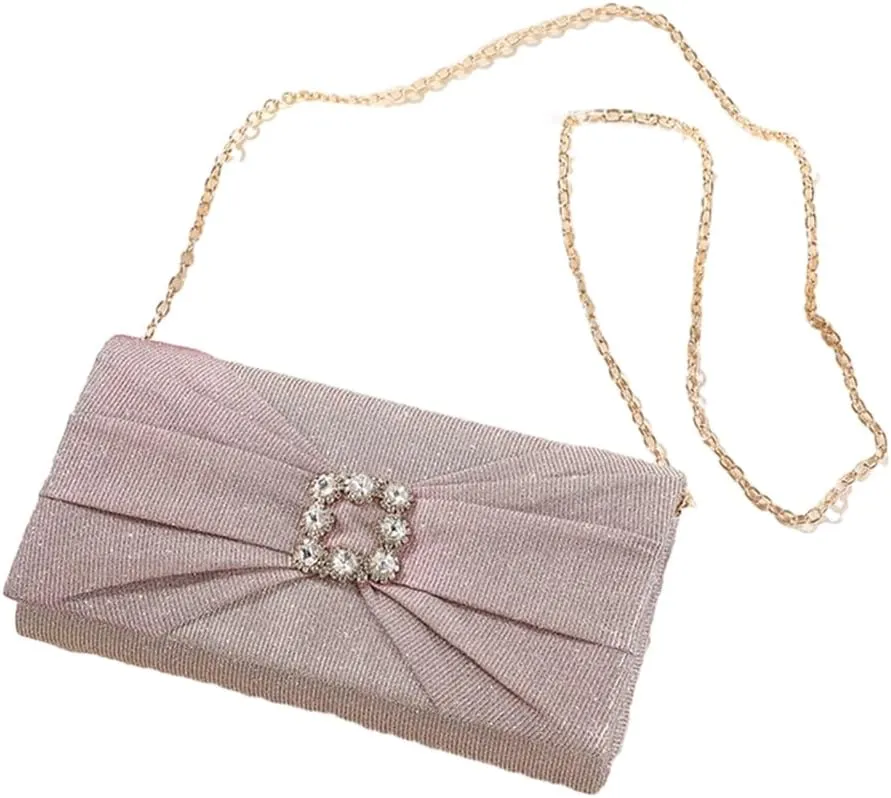 Versatile Womens Pleated Evening Bag Glitter Clutch Purse for Bridal Party Wedding Cocktail Prom Formal Occasions
