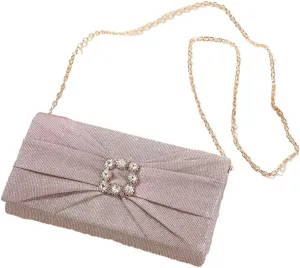 Versatile Womens Pleated Evening Bag Glitter Clutch Purse for Bridal Party Wedding Cocktail Prom Formal Occasions