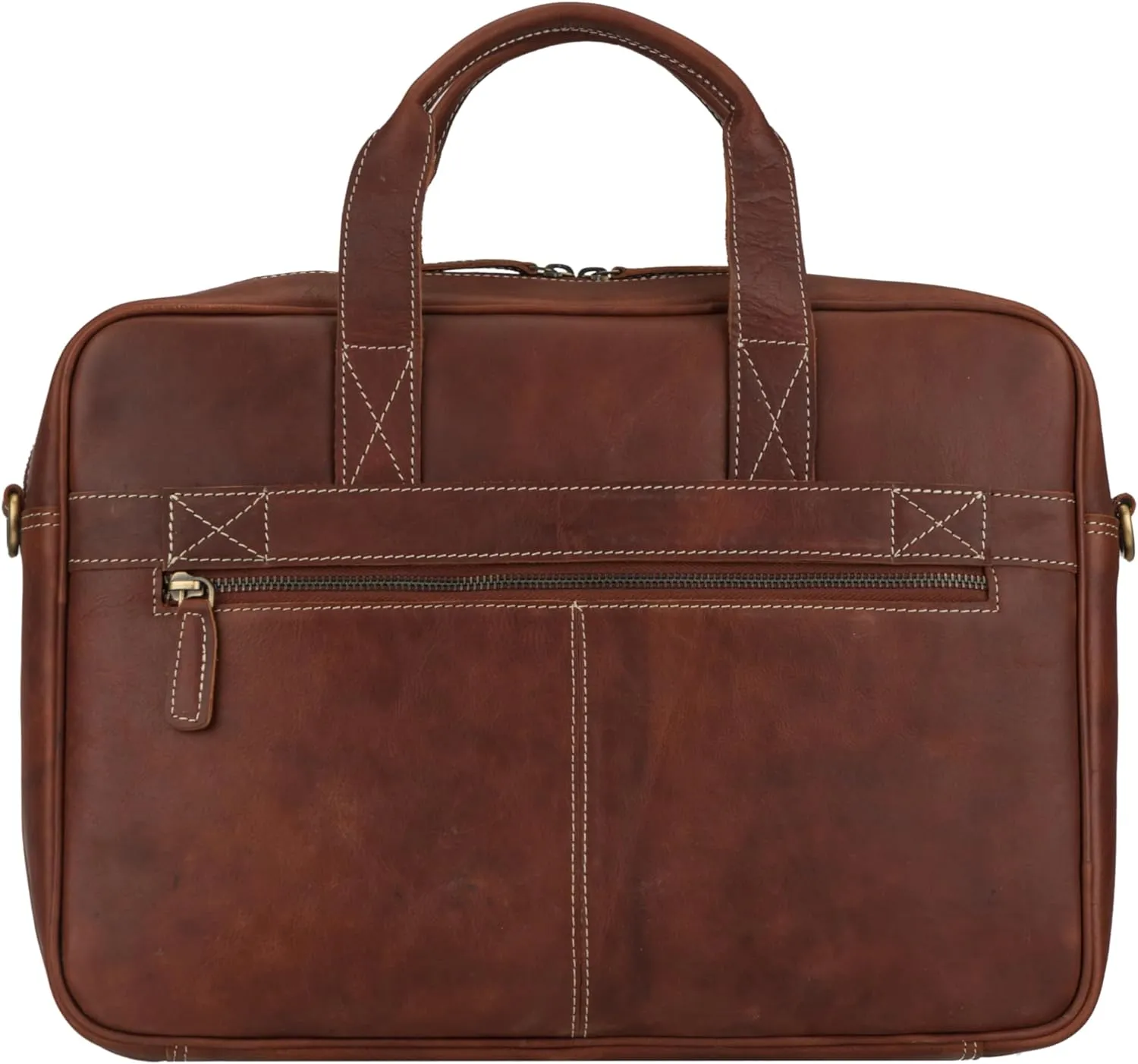 Vintage Leather Laptop Briefcase, 17 inches