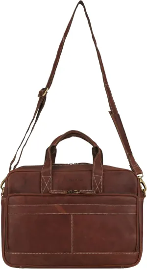 Vintage Leather Laptop Briefcase, 17 inches