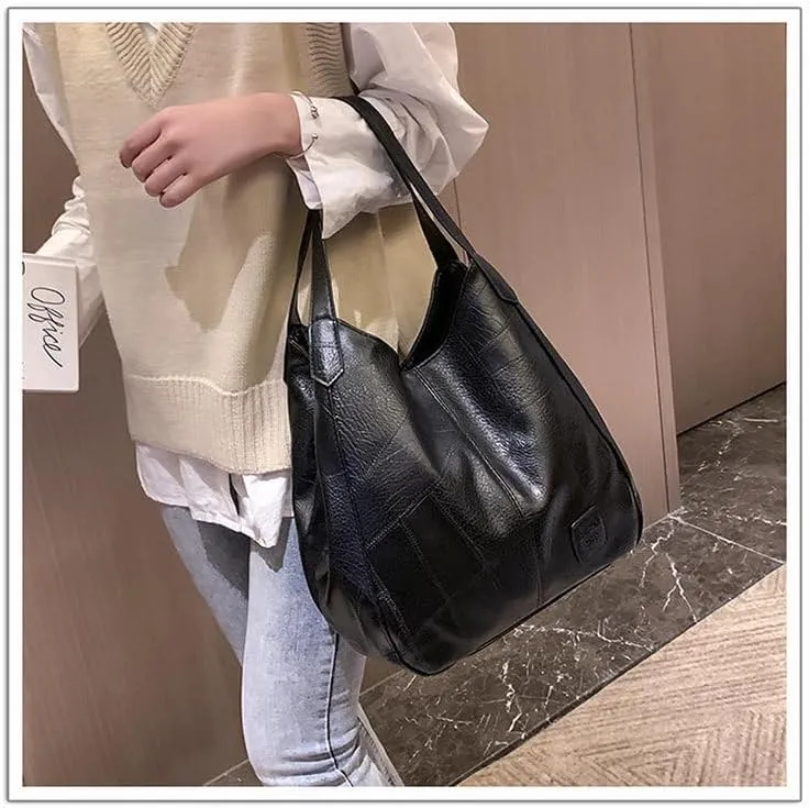 Vintage Soft Leather Women's Bucket Bag, Large Capacity Shoulder Handbag for Casual and Daily Use