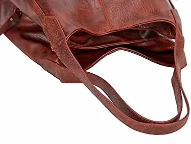 Vintage Soft Leather Women's Bucket Bag, Large Capacity Shoulder Handbag for Casual and Daily Use