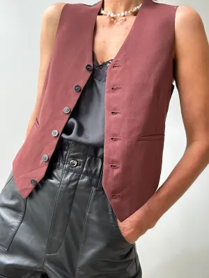 Vintage Suit Vest Burgandy Brown