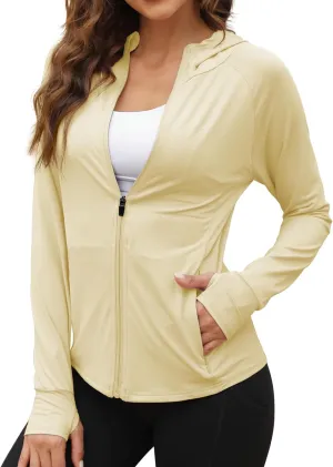 We1Fit Women's UPF 50  Sun Protection Jacket Hoodie Sun Shirts Hiking Running Athletic Shirt
