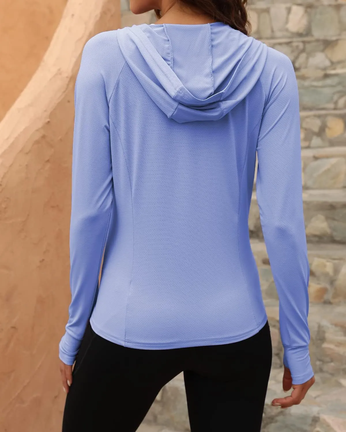 We1Fit Women's UPF 50  Sun Protection Jacket Hoodie Sun Shirts Hiking Running Athletic Shirt