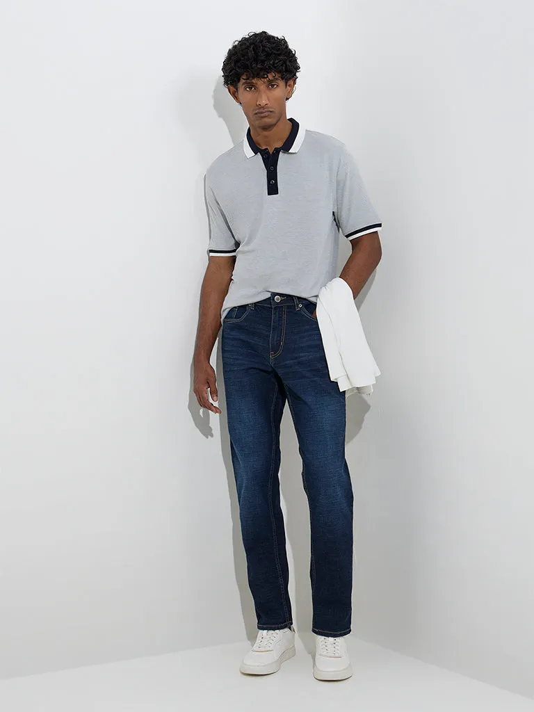 WES Casuals Dark Blue Relaxed - Fit Mid - Rise Jeans