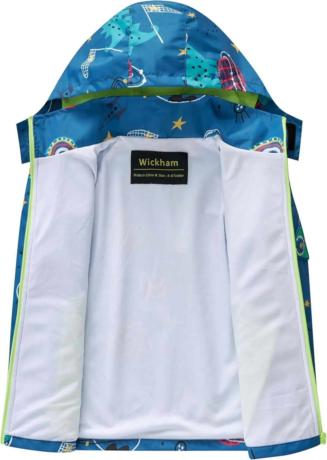 WICKHAM Boys Girls Waterproof Rain Jacket Detachable Hood Lightweight Raincoats for Kids Windbreaker Coat