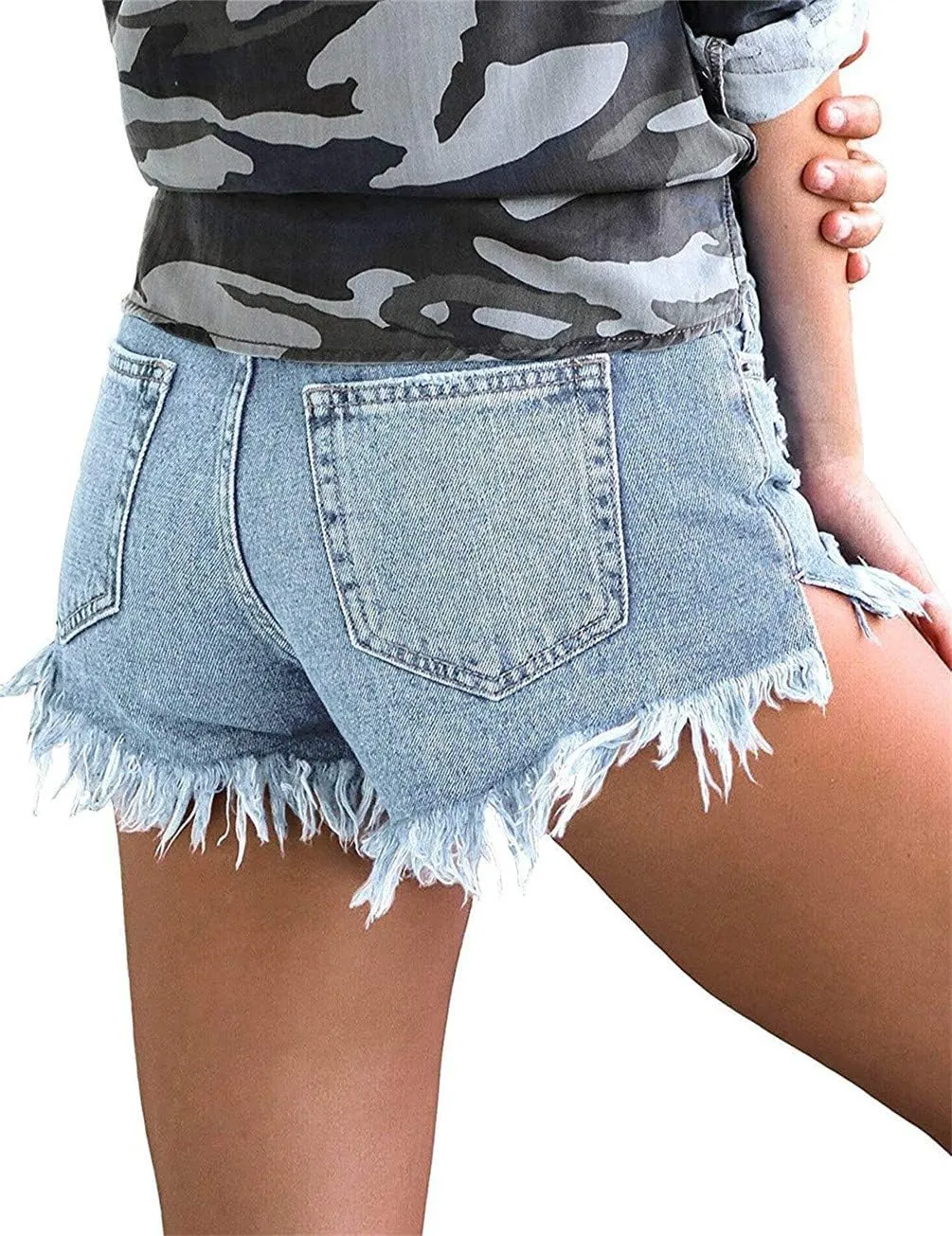 Woman Stylish Mid Rise Fit Denim Shorts