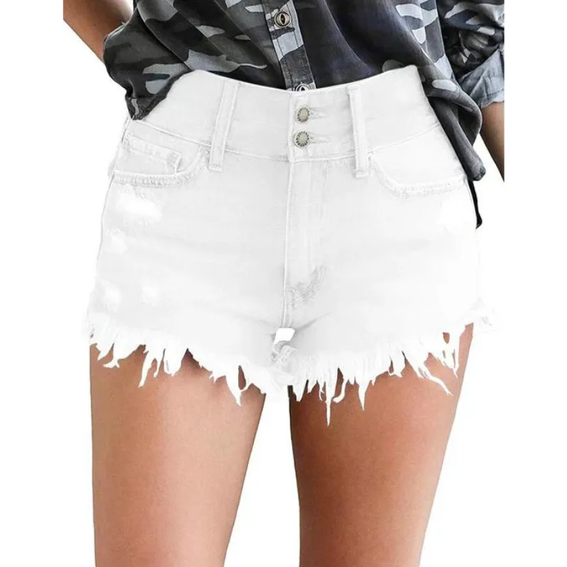 Woman Stylish Mid Rise Fit Denim Shorts