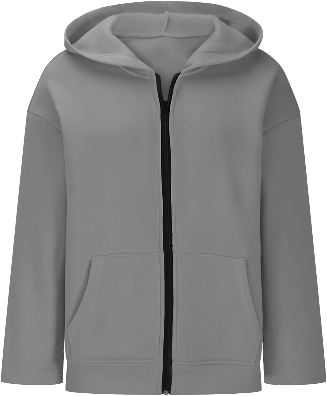 Women Full Zipper Oversized Hooded Sweatshirts Long Sleeve Drop Shoulder Hoodies Trendy Casual Pullover Y2K Clothes