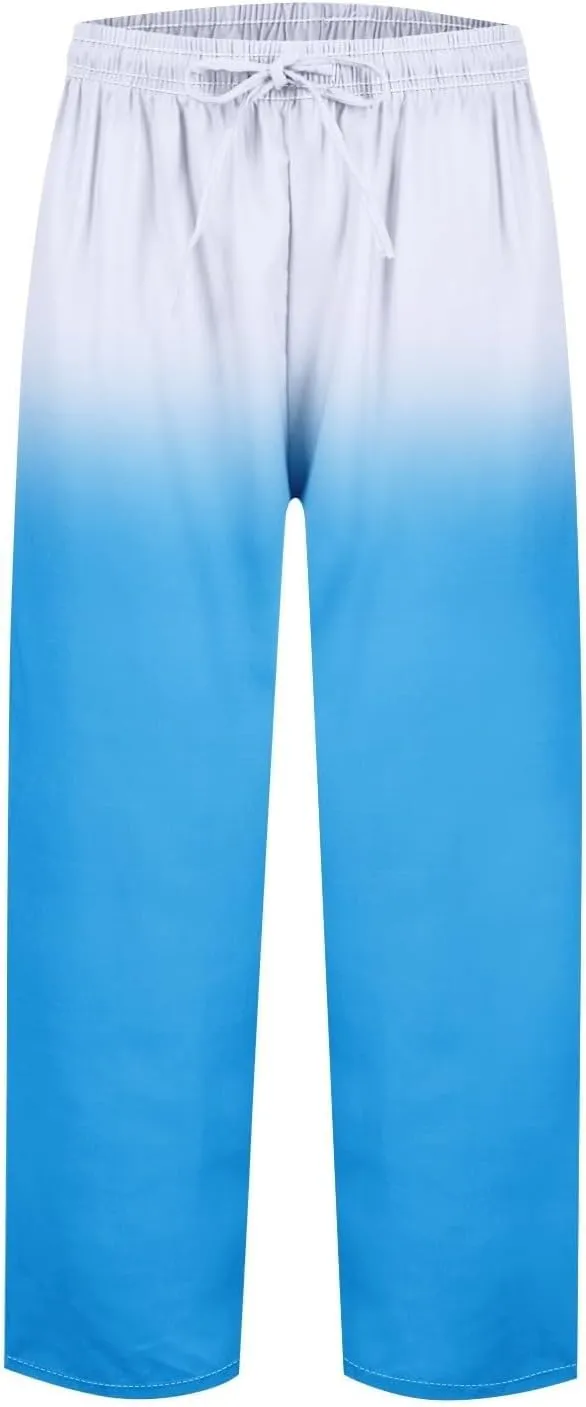 Women Linen Pants Lightweight Capri Pants Cotton Linen High Waisted Trousers Loose Summer Lounge Long Trousers