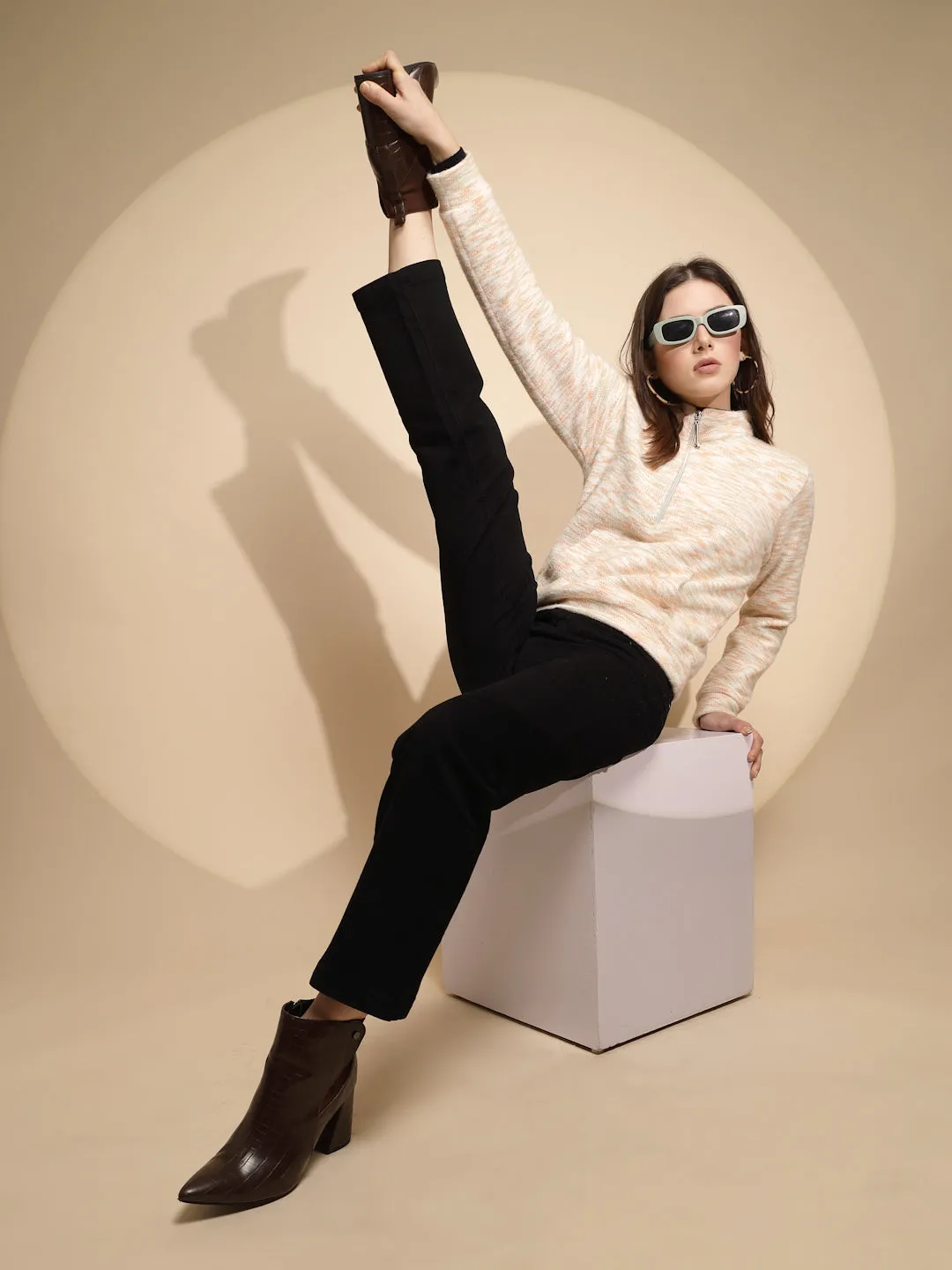 Women Solid Cotton Blend High Rise Straight  Regular fit Jeans