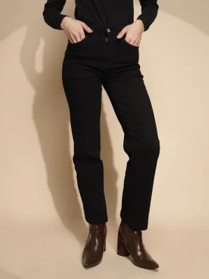 Women Solid Cotton Blend High Rise Straight  Regular fit Jeans