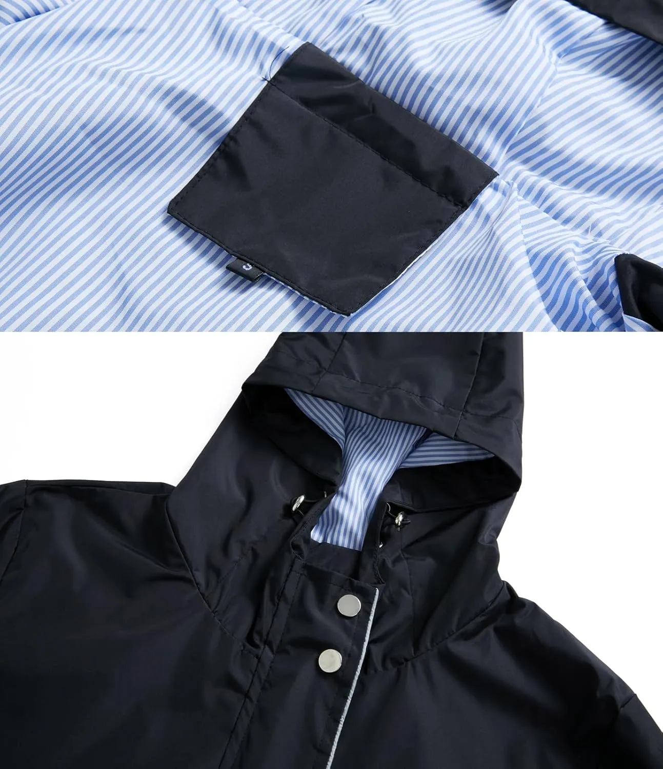 Women Waterproof Lightweight Long Rain Jacket Outdoor Casual Hooded Long Trench Coat