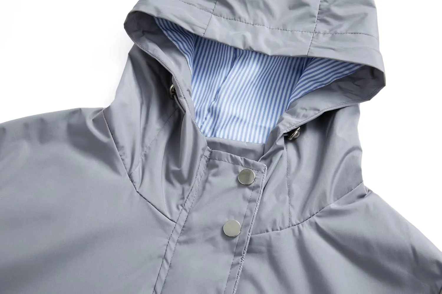 Women Waterproof Lightweight Long Rain Jacket Outdoor Casual Hooded Long Trench Coat