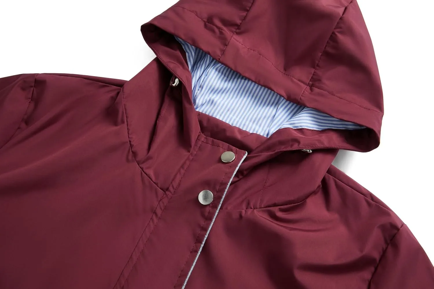 Women Waterproof Lightweight Long Rain Jacket Outdoor Casual Hooded Long Trench Coat