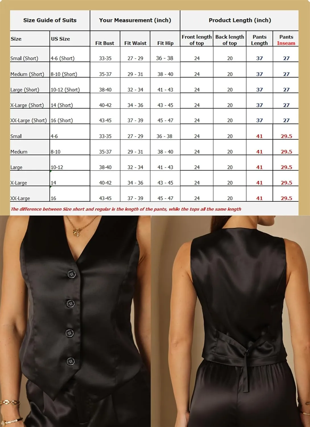Women's 2 Piece Outfits Satin Suit Vest Waistcoat Dressy Casual Sets Wide Leg Pants Suits