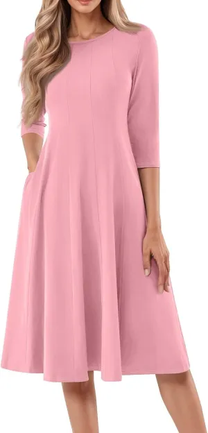 Women's A-Line Soft Dresses Midi Lightweight Breathable Sleevelesss Style Vacation Pockets Party Weddings Dress