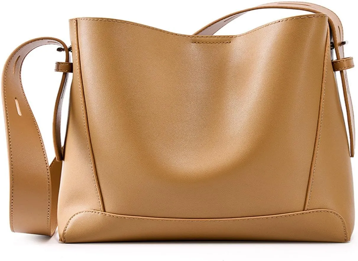 Women's bag crossbody versatile leather single shoulder large capacity commuting bucket bag