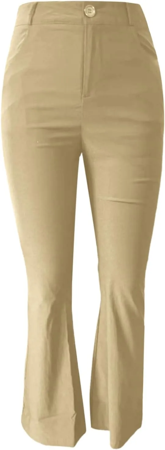 Womens Bootcut Dress Pants Business Casual Work Pants with Pockets High Waist Stretchy Trousers Pull On Slacks