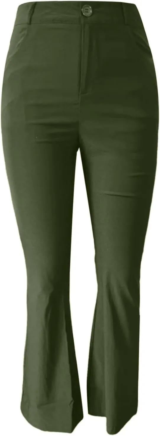 Womens Bootcut Dress Pants Business Casual Work Pants with Pockets High Waist Stretchy Trousers Pull On Slacks