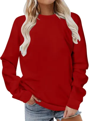 Womens Casual Long Sleeve Sweatshirt Cute Long Sleeve Oversized Pullover Tops Loose Fit Crew Neck Soft t-Shirts