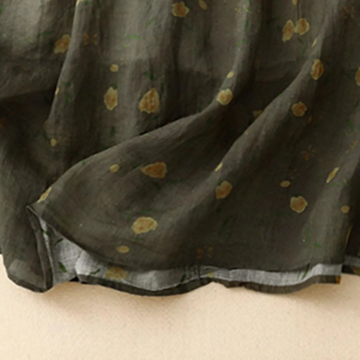 Women's Cute Skirts Comfy Fresh Double Layer Floral Printed Skirt Drawstring High Elastic Waist Pleated Midi Skirts