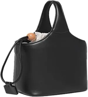 Women's Elegant Leather Minimalist Crossbody Bucket Bag - Versatile Chic Style with Drawstring Closure(Black)