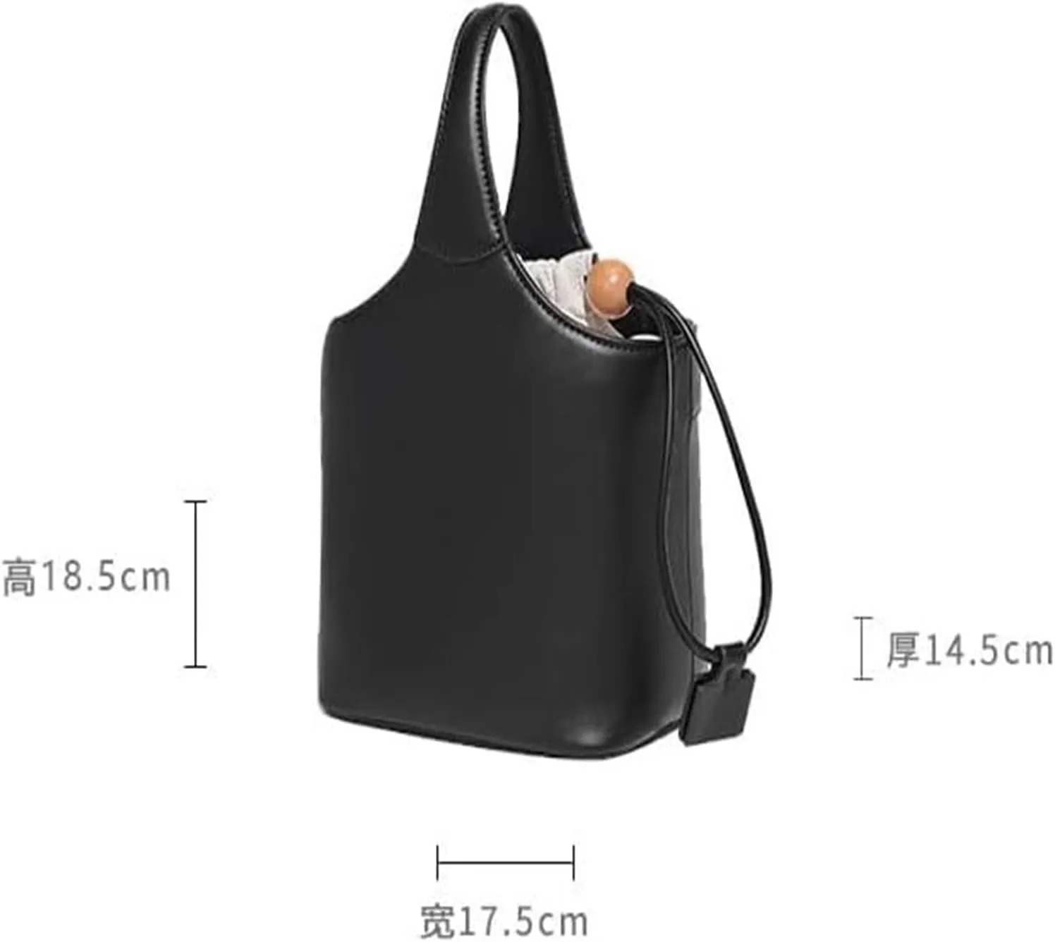 Women's Elegant Leather Minimalist Crossbody Bucket Bag - Versatile Chic Style with Drawstring Closure(Black)