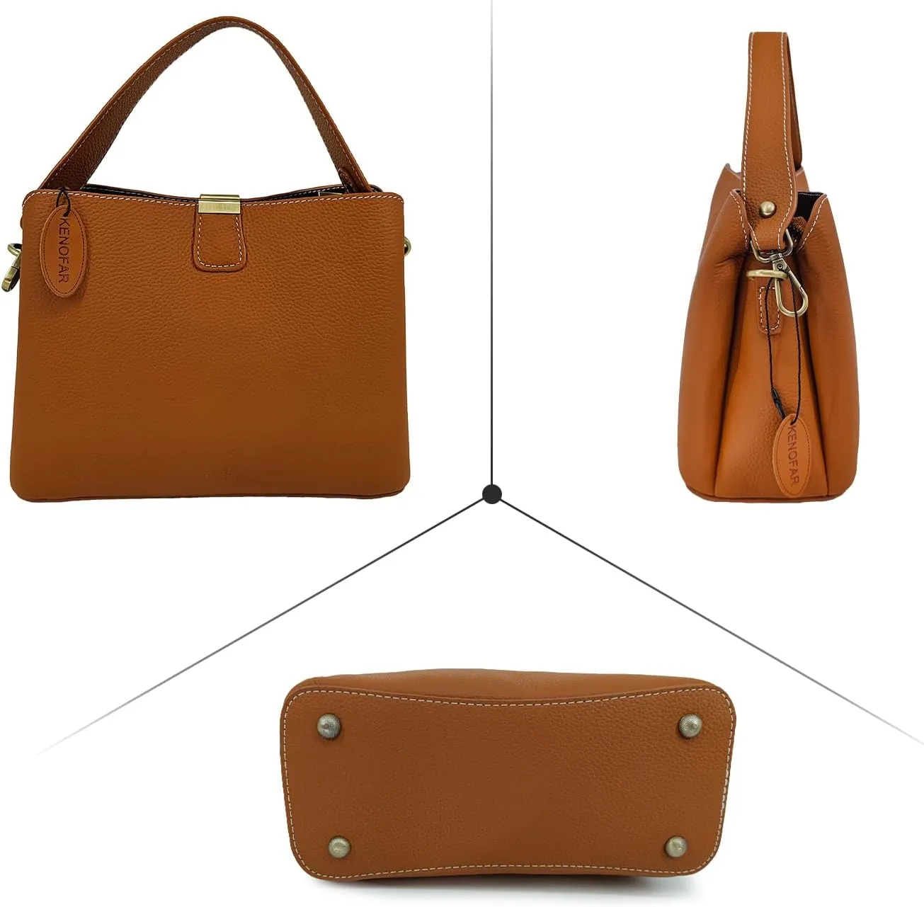 Women's Genuine Leather Tote Bag, Versatile Satchel and Top Handle Handbag with Straps Shoulder Bag