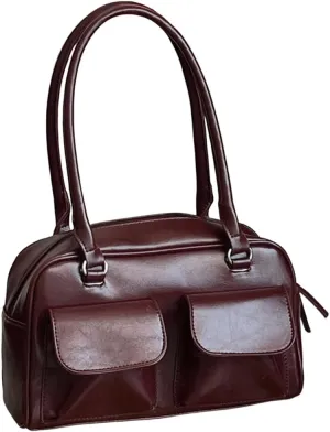Womens Handbags Soft Leather Tote Handbag Casual Retro Satchel Bag Versatile Large Capacity Commuting Bag