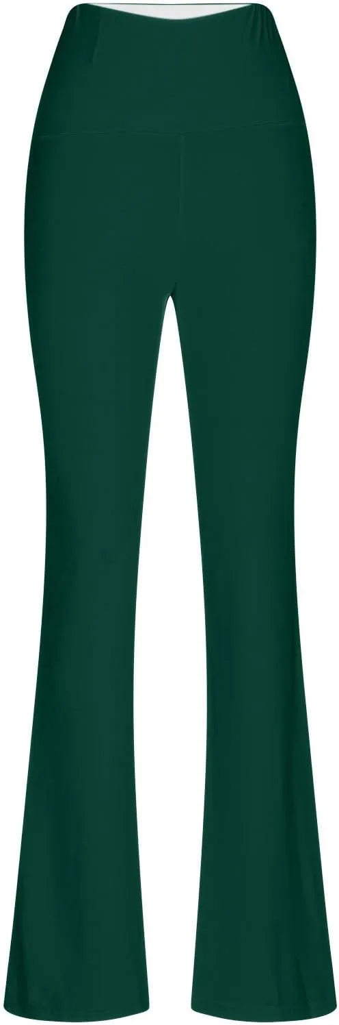 Women's High Waist Yoga Pants Solid Color Flared Trousers Boohoo Straight Leg Stretch Summer Pant for Workout