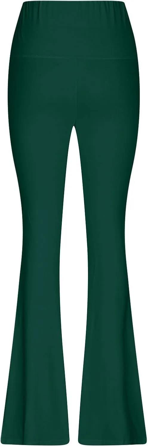 Women's High Waist Yoga Pants Solid Color Flared Trousers Boohoo Straight Leg Stretch Summer Pant for Workout