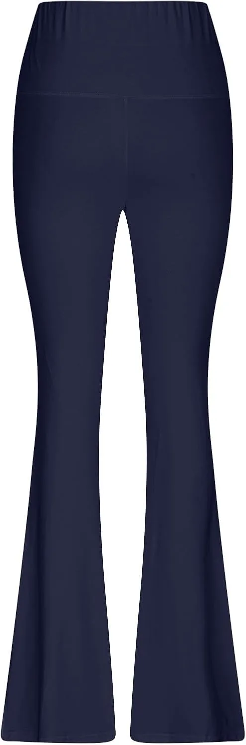 Women's High Waist Yoga Pants Solid Color Flared Trousers Boohoo Straight Leg Stretch Summer Pant for Workout