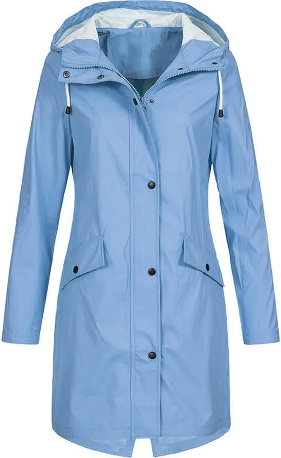 Womens Rain Jacket Waterproof Outdoor Rain Coats Lightweight Active Raincoat Windbreaker Long Hooded Trench Coat